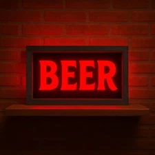 BEER LED Light Box Sign - Bar Decor Wall Art for Man Cave Pub Home Brewery