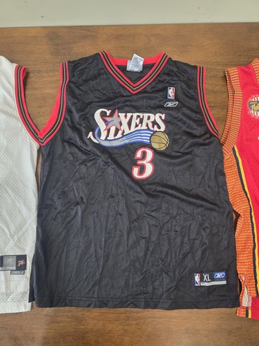 Lot OF 3 Vintage Reebok Allen Iverson Basketball Jerseys Youth Size L & XL NBA - Picture 9 of 14