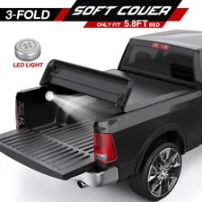 3-Fold 5.7/5.8FT Soft Tonneau Cover For 2009-25 Dodge Ram 1500 Truck W/o Ram Box