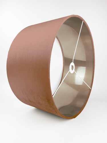 Pantalla de tambor de terciopelo mate tamarindo marrón *6 revestimientos cepillados* bronce champán - Imagen 1 de 17