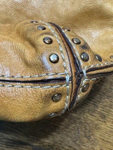 Michael Kors Bolso de Mano Cartera Bolso de Mano Vintage Cuero Tachonado Hombro Marrón Leer - Imagen 8 de 15