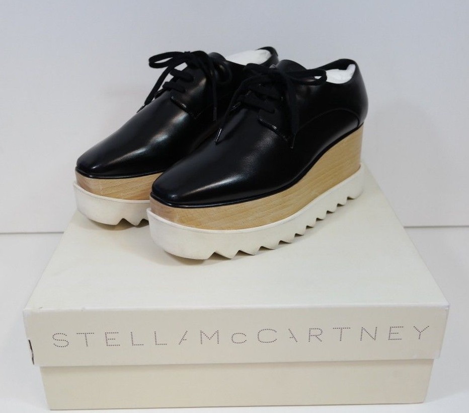 STELLA MCCARTNEY BLACK ELYSE FAUX LEATHER PLATFORM HEELS SHOES SIZE 36.5 3.5 eac09c STELLA MCCARTNEY BLACK ELYSE FAUX LEATHER PLATFORM HEELS SHOES SIZE 36.5 3.5 eac09c