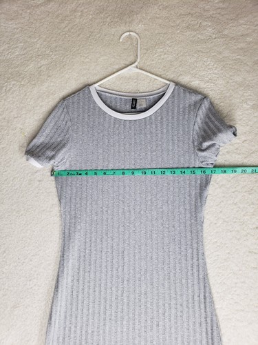 Divided H&M Women Dress 12 Gray Poly Blend Waffle Knit Short Sleeve Bodycon Mini - 第 8/17 張圖片