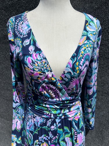 LILLY PULITZER Montague Wrap Maxi Dress High Tide Navy She’s Got Sol 009905 $228 - Picture 2 of 24