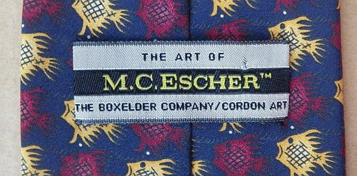 Nice Boxelder MC Escher artwork 100% silk neck tie Bird Fish Symmetry 84 1951 - Picture 5 of 5