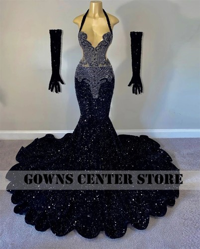 Black Beaded Sequins Prom Dresses for Girls New Arrival Evening Party Gowns - Bild 4 von 7