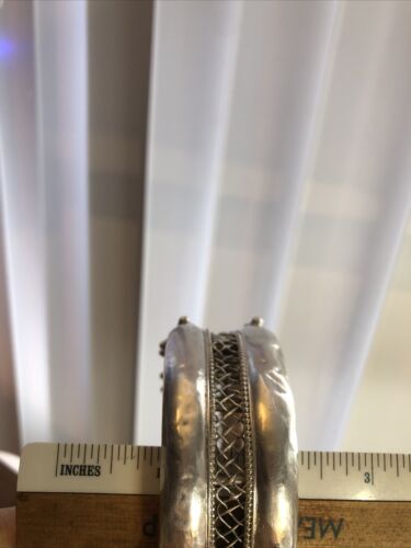 8. Tribal Sterling 925 Hinged Screw Pin Closure Bangle Bracelet 98g, 7 3/4" - Picture 18 of 24