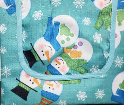 Stoff Küchenschürze mit Tasche (23"x36") WEIHNACHTEN SCHNEEMÄNNER & SCHNEEFLOCKEN AUF AQUA, BH - Bild 5 von 7