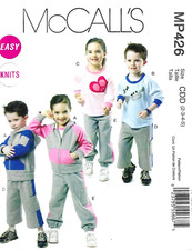 Boy's Girl's Kids Sweat Pants Hooded Sweatshirt Sewing Pattern UNCUT Size 2-5