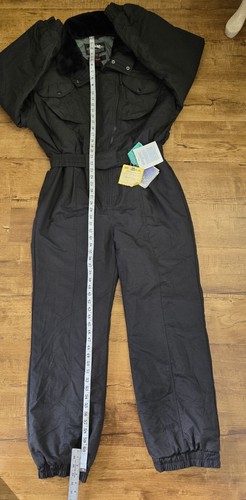 Vtg Retro Crestone Ski Suit Women 12 Black Snowsuit One Piece Snow Bib Snowboard - Picture 8 of 23
