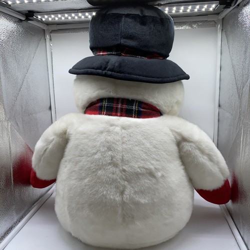 Jumbo Plush Christmas Snowman Stuffed Toy White Black Top Hat Plaid Scarf 27 in - Picture 7 of 10