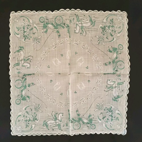 Fazzoletto verde signora guida cavallo carrozza capesante fazzoletto senza marchio vintage - Foto 6 di 6