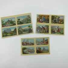 Antique Lithograph Print Samples Lot Mini Landscapes Towns Villages People RARE