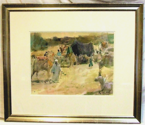 Tom Coates Giza Egypt original signed watercolour painting wall decor arab art - 第 1/8 張圖片
