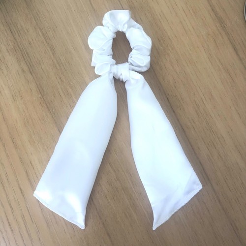 White Red Black Ponytail Long Satin Hair Scarf Tie Elastic Bow Ribbon Scrunchies - Picture 9 of 21