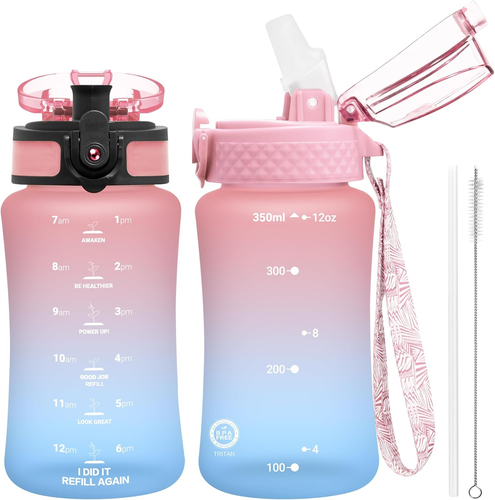 Kids Water Bottle for School, 12 Oz (2 Lids) Bpa-Free Reusable Leak-Proof Durabl - Picture 10 of 12