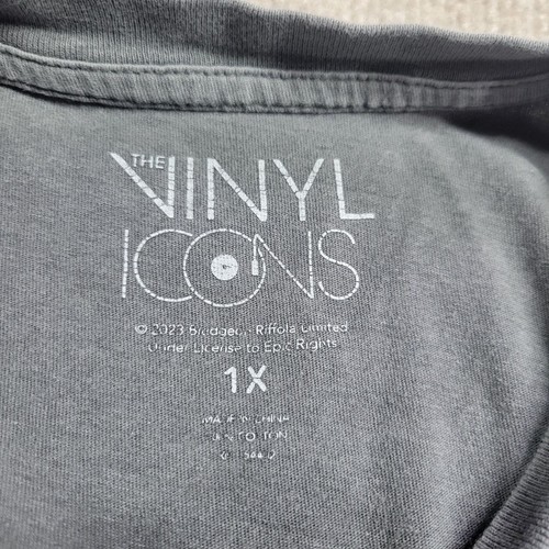 The Vinyl Icons Def Leppard Shirt Womens 1X Gray Leopard Print Cropped Crew Neck - Picture 2 of 7