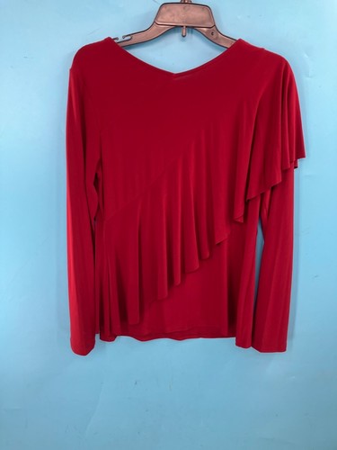 Joseph Ribkoff Damen-Langarmtop rot asymmetrisch Rüschen Größe 10 - Bild 2 von 5