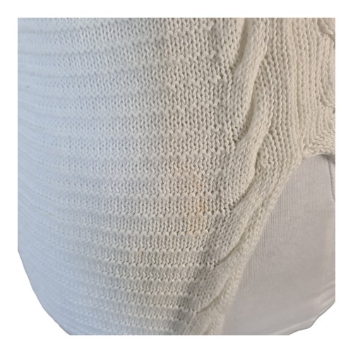 Maglione donna Tu bianco scollo a V maglia a cavo pullover manica lunga taglia 12 - Foto 3 di 10