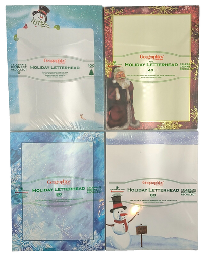 Geographics Christmas Holiday Printed Letterhead Paper - YOUR CHOICE - Picture 1 of 13