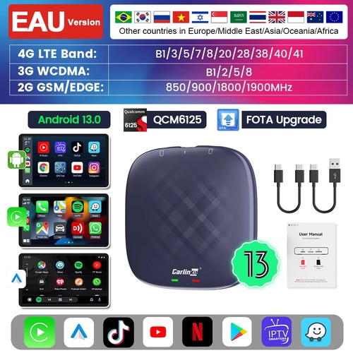 CarPlay Ai Boxes Qualcomm 6125 8-Core CPU Android 13.0 Wireless CarPlay Android - Picture 26 of 29