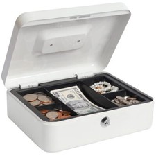 Cash Box with Money Tray and Lock Metal money Box for Cash Lockbox 9.84 x 7.8...