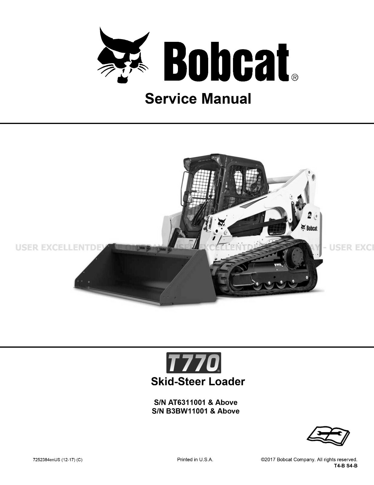 Bobcat T770 Compact Track Loader Printed Service Manual