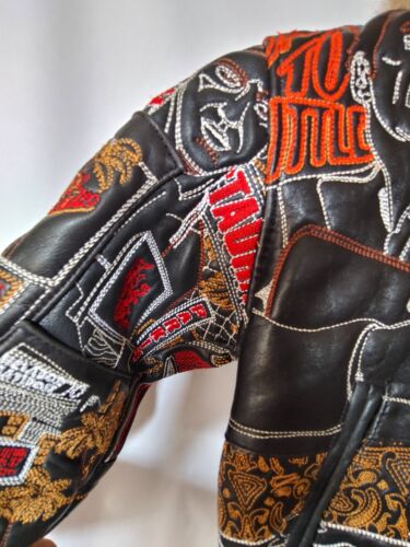 New Old STK - Leder Scarface bestickte Jacke mit abnehmbarer Kapuze - Kind klein - Bild 2 von 18