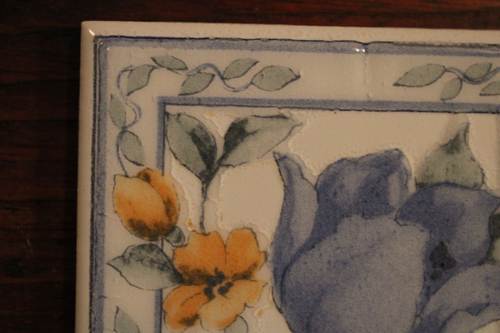 Bella piastrella vintage floreale blu giallo fiori disegno floreale marcato - Foto 5 di 10