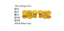 1/2"  YELLOW SURVEYORS #4 REBAR CAPS 50 Pcs