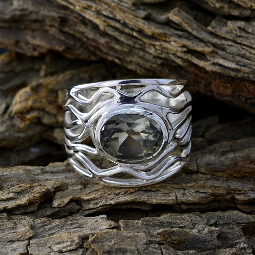 Green Amethyst Fine Silver Ring Genuine Jewelry For Black Friday Gift US - Picture 4 of 5