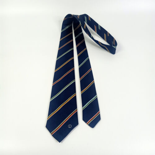 Dunhill Skinny Tie Blue Striped Silk Necktie Made in Italy - Picture 3 of 8