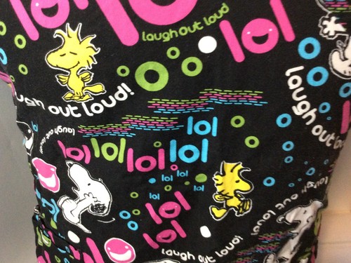 Peanuts Gang LOL Scrub Top Size XS Black - Picture 2 of 3