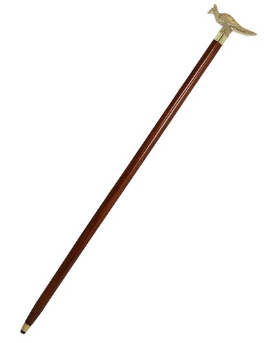 Vintage Wooden Cane Walking Stick Brass Peacock Handle Head Christmas Gifts - Picture 3 of 5