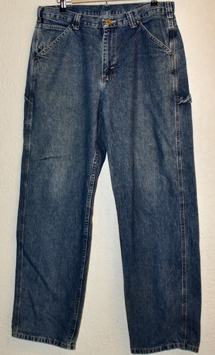 Vtg Lee Dungarees Carpenter Jeans Distressed Denim Painter Work Pants 34x32 - Picture 2 of 8