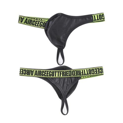 Mens Underwear Faux Leather Jockstrap Breathable Thong Shiny Underpants T-Back - Picture 2 of 20