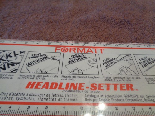 1970 Vintage 6" FORMATTO HEADLINE-SETTER STANDARD & METRICO FRANCESE & INGLESE RARO H2 - Foto 6 di 6