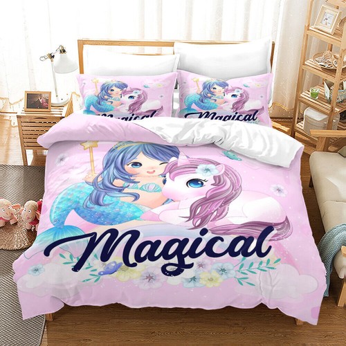 3D Ariel The Little Mermaid Princess Bedding Set Duvet Cover Double Single Gifts - Picture 32 of 32