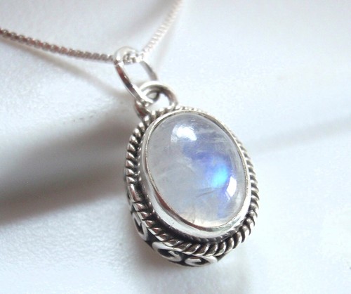 Moonstone Swirl and Rope Style Accented 925 Sterling Silver Necklace - Picture 2 of 3