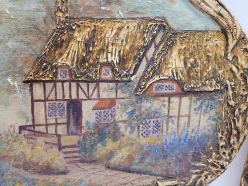 1934 Dimensional Painting on Wood Quaint Cottage Scenes Signed 1934 MA Badgley - Picture 11 of 23