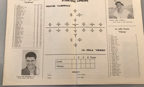 Hoover High School San Diego HS Fußball Programm 1944 La Jolla Torpfosten - Bild 3 von 5