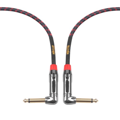 Clef Audio Labs Guitar Patch Cable 6.35mm TS to 6.35mm TS Red Braided -6IN-3PK - Picture 4 of 5