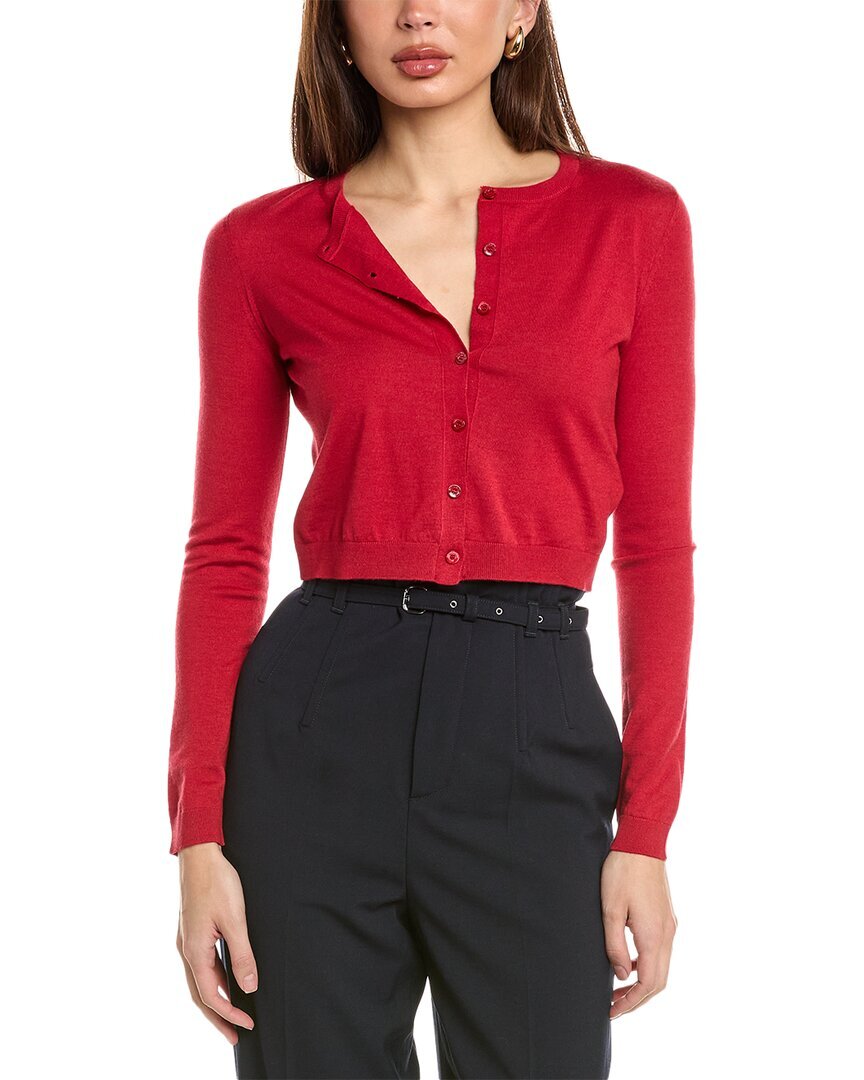 Женский кардиган из смеси шерсти, шелка и кашемира Red Valentino красного цвета Xs