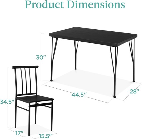5-Piece Metal and Wood Indoor Modern Rectangular Dining Table Furniture Set - Picture 7 of 28