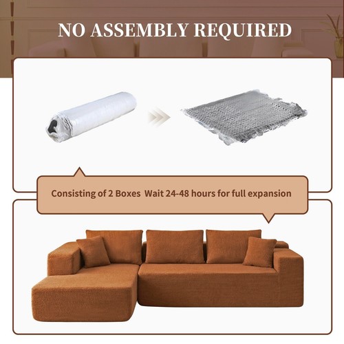 Sectional Sofa for Living Room, Sherpa Fabric L Shaped Modular Couch with Pillow - Picture 28 of 35