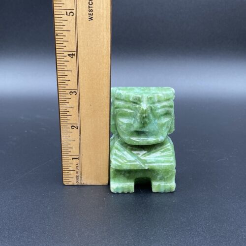 Vintage Carved Aztec Mayan Tiki Jade Marble Stone Bookend Shelf Sitter 3” - Picture 9 of 10