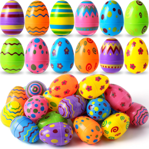 Toy 36 Pcs Plastic Printed Bright Easter Eggs, over 3.15'' Tall Fillable Empty E - Picture 11 of 12