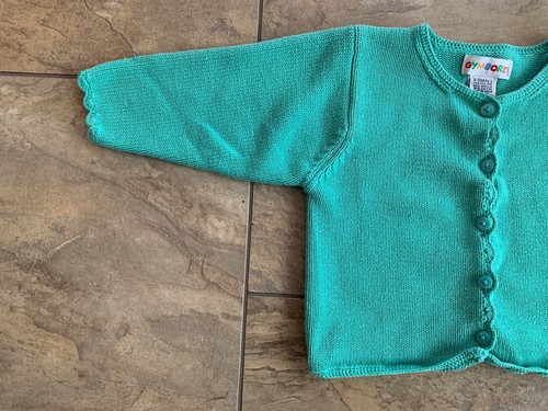 Vintage Gymboree Rainbow Tag 1998 Girls XS X-small Cardigan Sweater Aqua - Picture 3 of 7