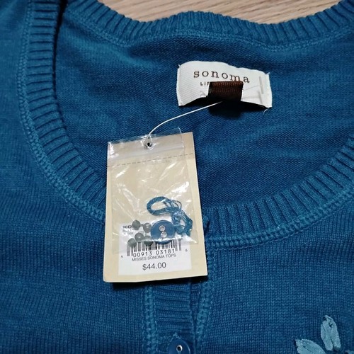 Women's Sonoma Life Style Cardigan Sweater Button Floral NWT Size X Large Cotton - Afbeelding 8 van 16
