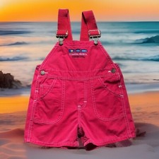 Vtg Oshkosh Bgosh Toddler Vestbak Red Coastal Short Overalls Shortalls Size 3T